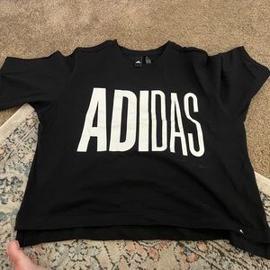Adidas black crop top large